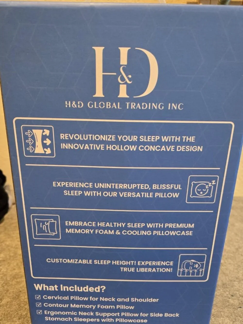 H & D Global Trading Inc. Innovative ergonomic Contour Pillow